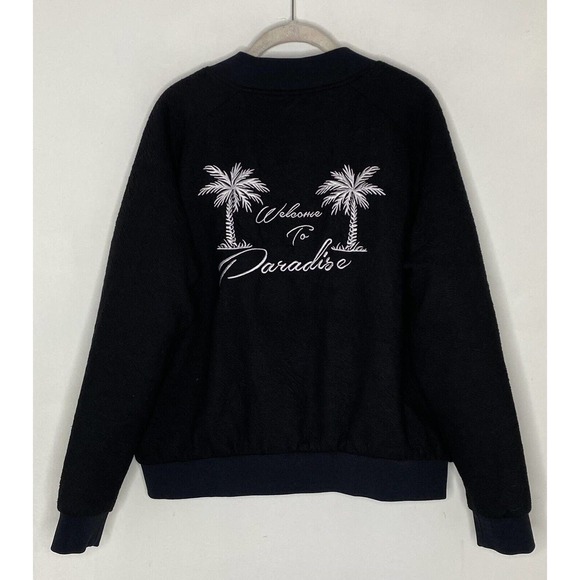 Karssen Zoe Karssen Womens Zip Front Paradise Embroidered Jacket Black Sz Large - Picture 7 of 7